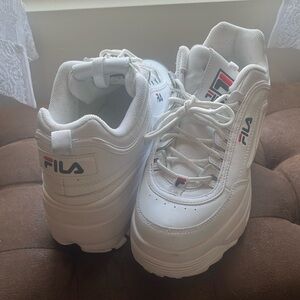 White fila platform disruptors size 10